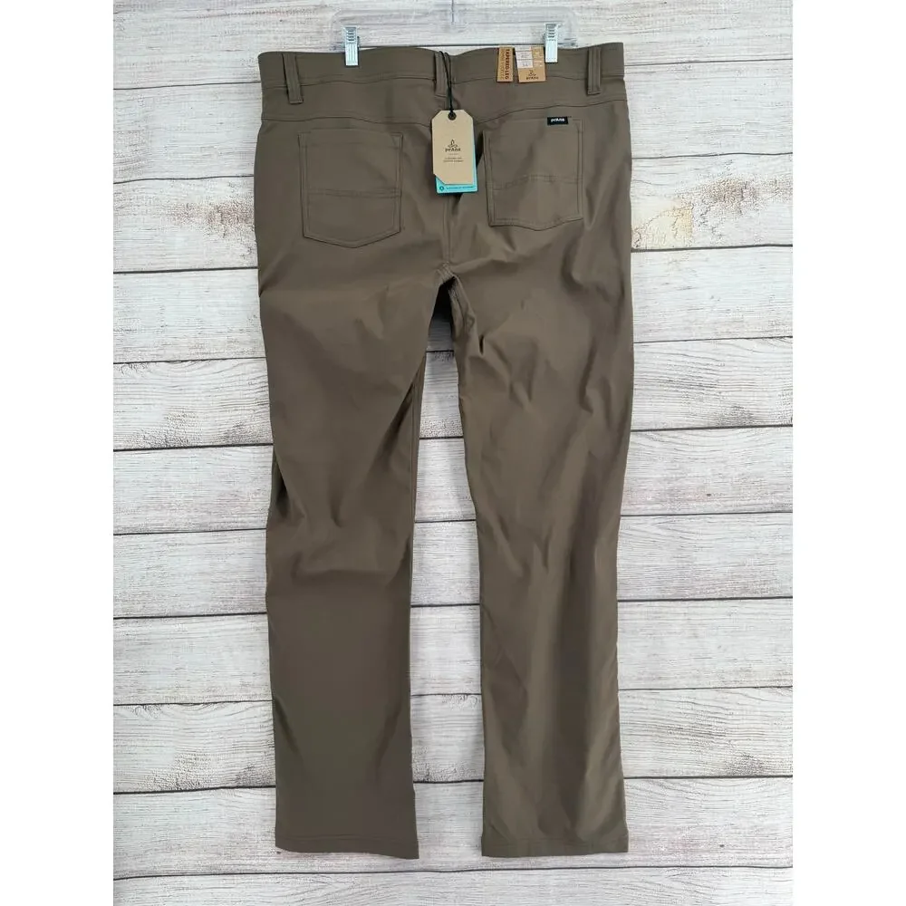 prAna Brion Slim Pant II Mens 40x34 Brown Tapered‎ Leg Stretch Outdoor NEW
